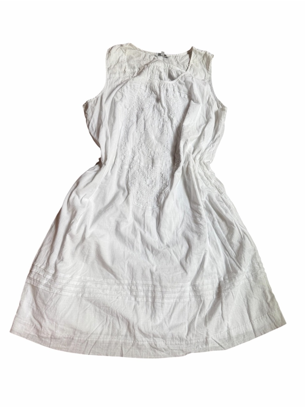 GAP White Sleeveless Embroidered Cotton Dress